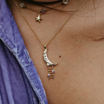 Gold moon necklace