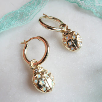 Gold Ladybug Earrings