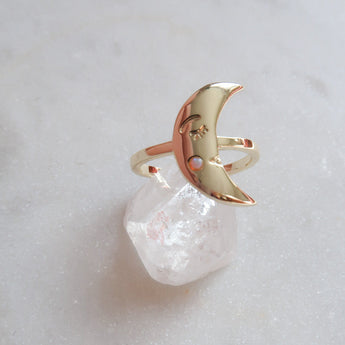 Gold moon ring