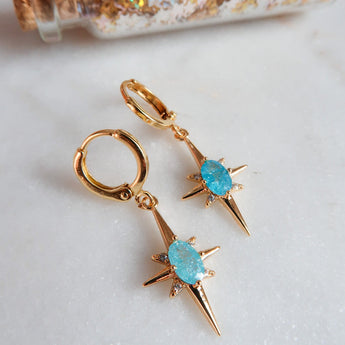 Blue zirconia star earrings