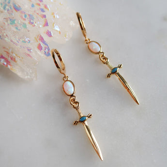 Sword charm earrings