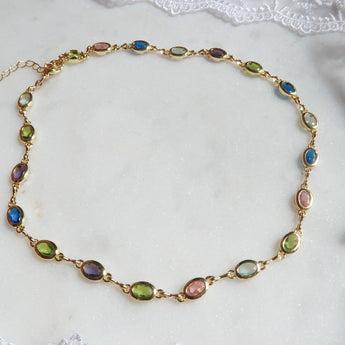 Gold gemstone necklace