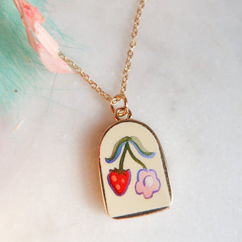 strawberry floral charm